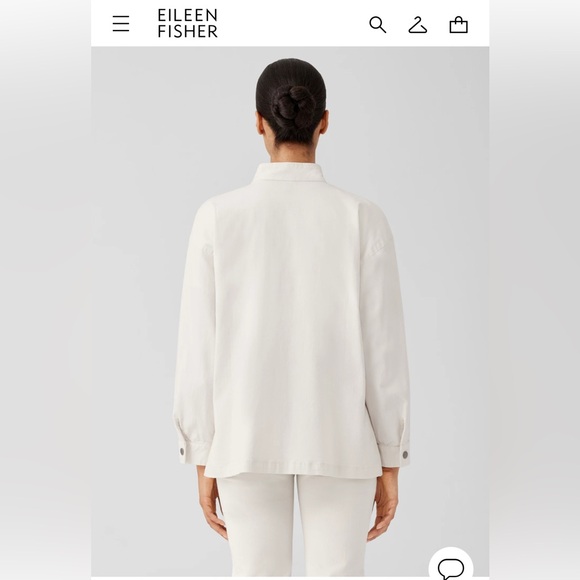 Eileen Fisher Organic Cotton White Denim Utility Shacket Jacket M EUC - Picture 2 of 16